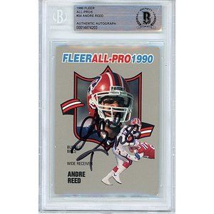 Andre Reed Signed 1990 Fleer Football Card Beckett Buffalo Bills BAS Autograph